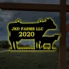 Personalized Angus Cow Farm Sign With Led Lights, Cut Metal Sign, Metal Wall Art, Metal House Sign