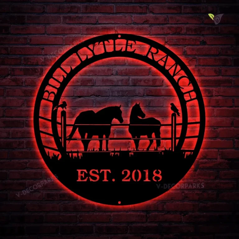 Personalized Horse & Raven Farm Cut Metal Sign With Led Lights, Metal ...