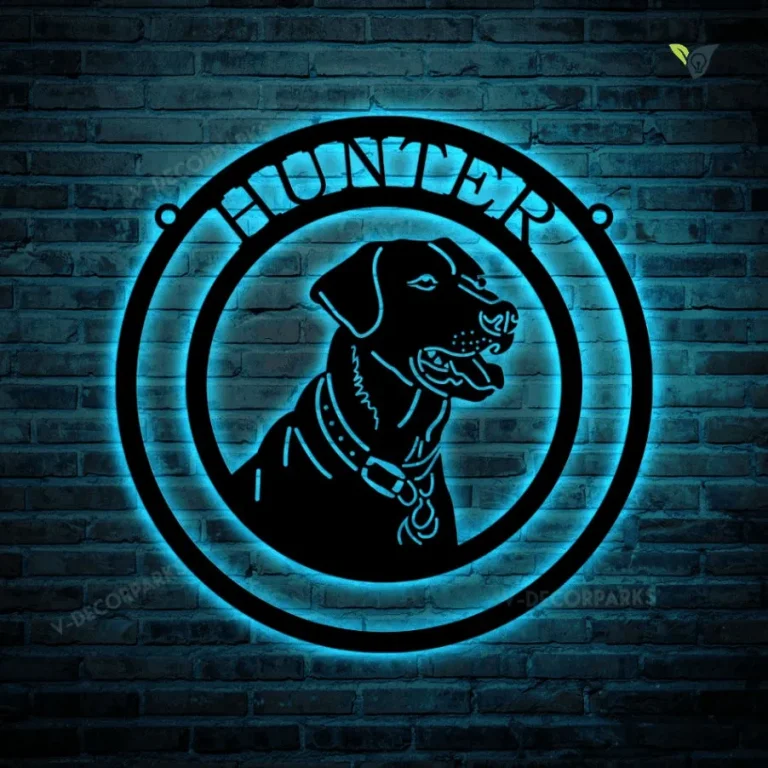 Labrador Retriever Dog Metal Sign With Led Lights, Cut Metal Sign With Led Lights, Metal Wall Art, Metal House Sign