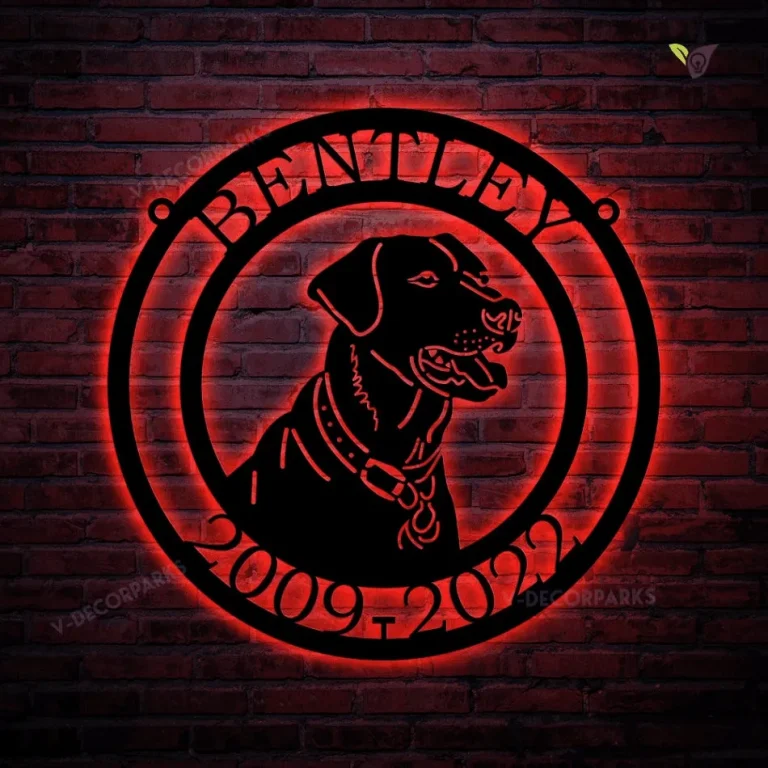 Labrador Retriever Dog Metal Sign With Led Lights, Cut Metal Sign With Led Lights, Metal Wall Art, Metal House Sign