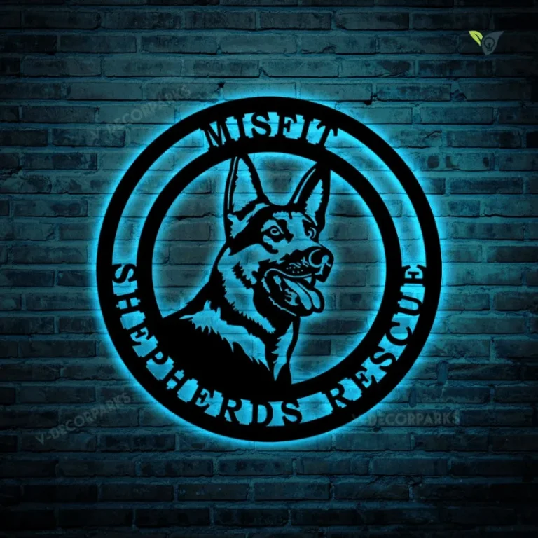 German Shepherd Established Sign, Cut Metal Sign With Led Lights, Metal Wall Art, Metal House Sign