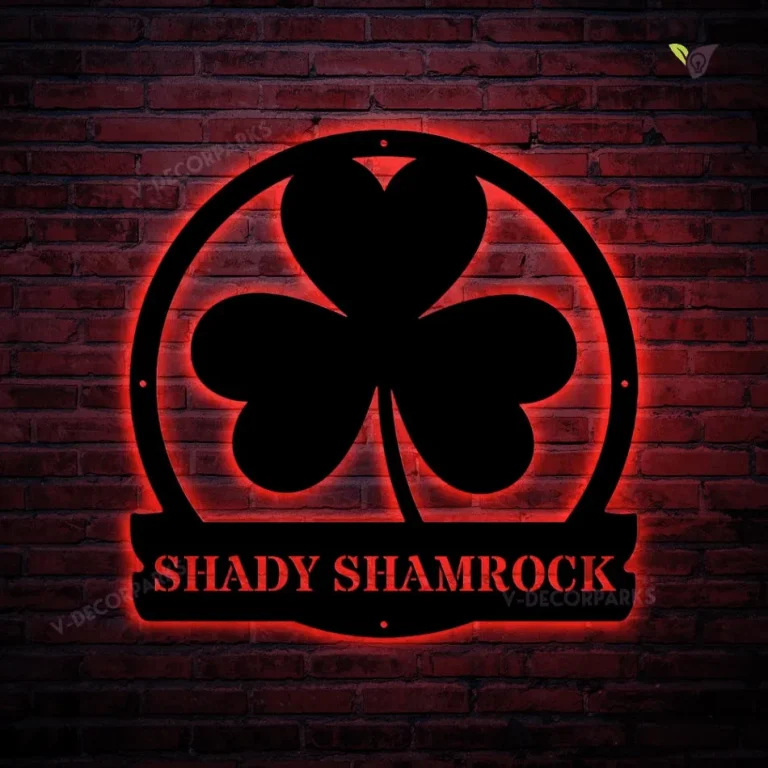 Shamrock Monogram, Cut Metal Sign With Led Lights, Metal Wall Art, Metal House Sign