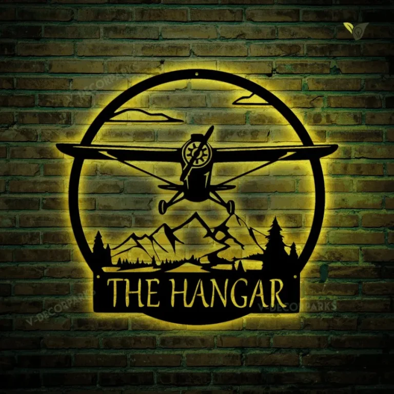 Monogram, Airplane, Pilot, Aviation, Metal Sign With Led Lights, Personalized, Wedding Gift, Housewarming Gift, Weatherproof, Metal Wall Art