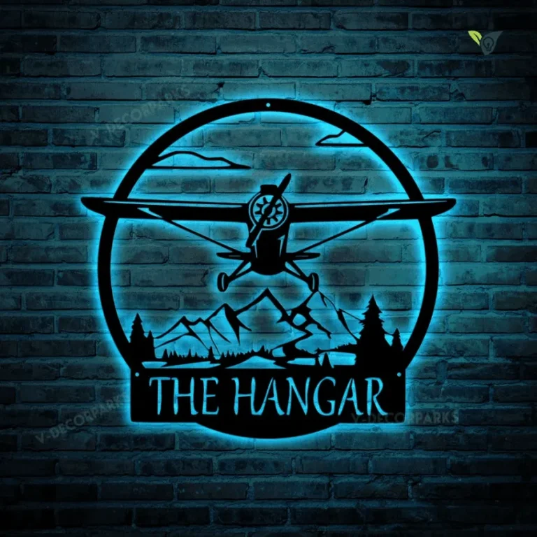 Monogram, Airplane, Pilot, Aviation, Metal Sign With Led Lights, Personalized, Wedding Gift, Housewarming Gift, Weatherproof, Metal Wall Art