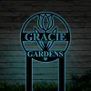 Personalized Garden Sign With Stake With Led Lights, Metal Sign For Garden, Flower Garden Sign, Custom Garden Sign On Stake, Outdoor Metal Garden Sign