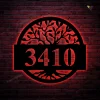 Custom Address Metal Wall Art With Led Light, Metal House Numbers, Metal Address Plaque, Front Porch Sign, Tree Of Life Address Sign