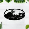 Personalized Metal Farm Sign With Tractor And Chickens, Farmhouse Decoration, Gift For Farmer, Custom Name Metal Sign For Farmer