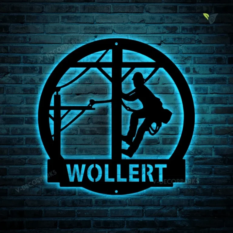 Personalized Lineman Last Name Metal Sign With Led Lights- Lineman Gift- Lineman Sign- Personalized Lineman- Custom Metal Sign With Led Lights