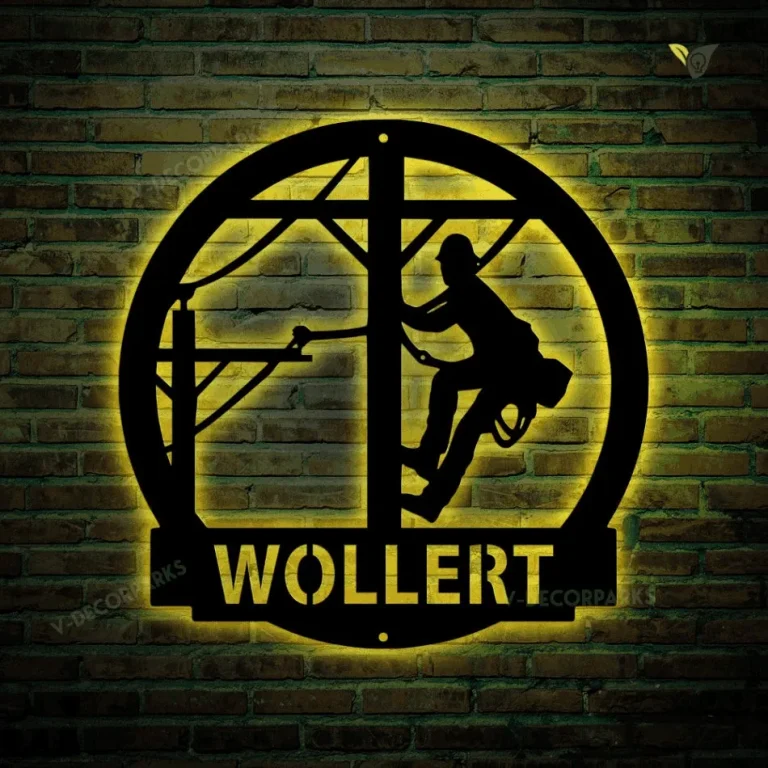 Personalized Lineman Last Name Metal Sign With Led Lights- Lineman Gift- Lineman Sign- Personalized Lineman- Custom Metal Sign With Led Lights