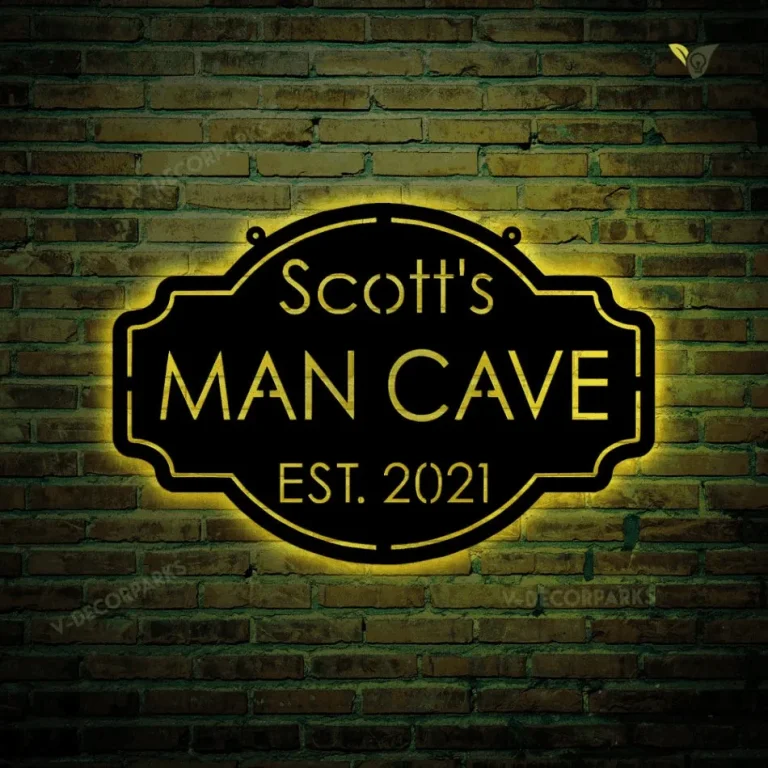 Personalized Metal Man Cave Sign, Man Cave Decor, Man Cave Metal Sign With Led Lightss, Mancave Sign, Personalized Man Cave Sign