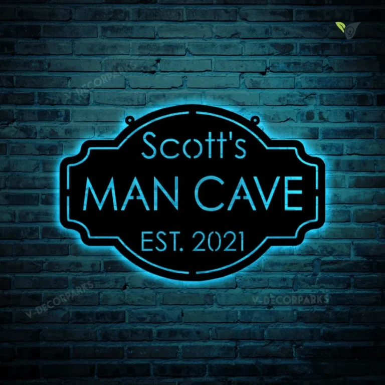 Personalized Metal Man Cave Sign, Man Cave Decor, Man Cave Metal Sign With Led Lightss, Mancave Sign, Personalized Man Cave Sign