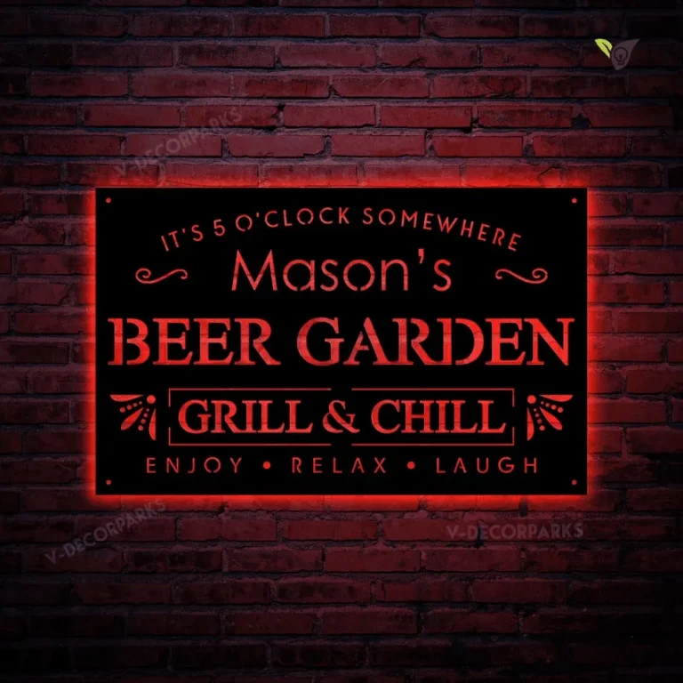 Personalized Outdoor Backyard Metal Wall Art With Led Light | Custom Metal Patio Sign | Custom Metal Pool Sign | Custom Metal Backyard Sign