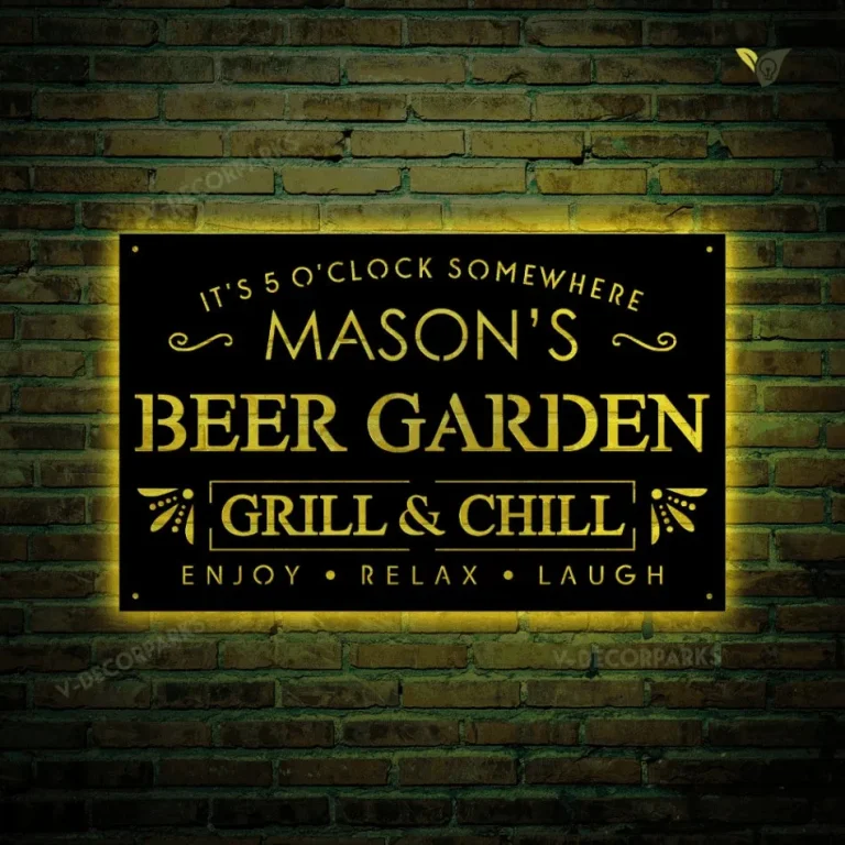 Personalized Outdoor Backyard Metal Wall Art With Led Light | Custom Metal Patio Sign | Custom Metal Pool Sign | Custom Metal Backyard Sign