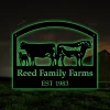 Metal Led Lights Farm Sign, Cows And Bull - Personalized Family Name Metal Sign - Wedding Gift - Personalized Gift - Metal Wall Art