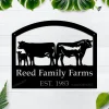 Metal Led Lights Farm Sign, Cows And Bull - Personalized Family Name Metal Sign - Wedding Gift - Personalized Gift - Metal Wall Art