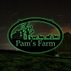 Metal Farm Sign Goats With Led Lights - Personalized Family Name Metal Sign - Housewarming Gift - Wedding Gift - Personalized Gift - Metal Wall Art