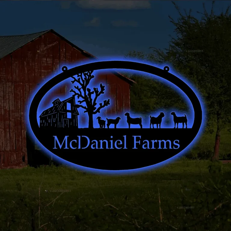 Metal Farm Sign Goats With Led Lights - Personalized Family Name Metal Sign - Housewarming Gift - Wedding Gift - Personalized Gift - Metal Wall Art
