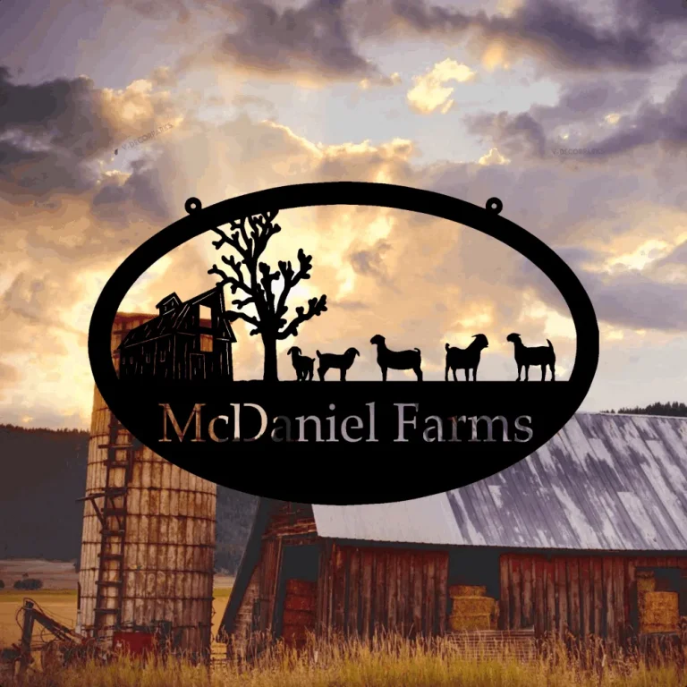 Metal Farm Sign Goats With Led Lights - Personalized Family Name Metal Sign - Housewarming Gift - Wedding Gift - Personalized Gift - Metal Wall Art