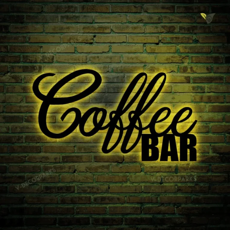 Coffee Bar Metal Wall Art With Led Light, Coffee Wall Decor, Metal Wall Decor, Home Decor, Coffee Bar Home Decor