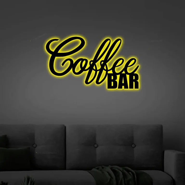 Coffee Bar Metal Wall Art With Led Lights, Coffee Wall Decor, Metal Wall Decor, Home Decor, Coffee Bar Home Decor, Metal Wall Art Words, Wall Art