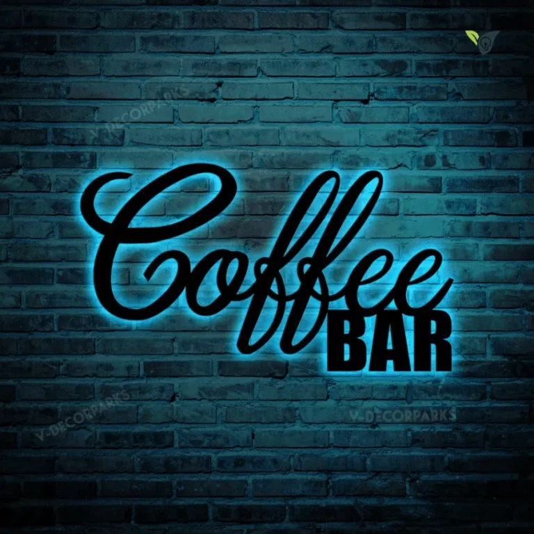 Coffee Bar Metal Wall Art With Led Light, Coffee Wall Decor, Metal Wall Decor, Home Decor, Coffee Bar Home Decor