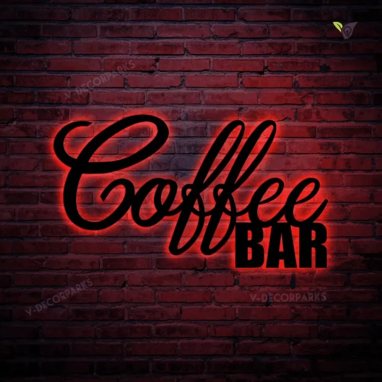 Coffee Bar Metal Wall Art With Led Light, Coffee Wall Decor, Metal Wall Decor, Home Decor, Coffee Bar Home Decor