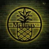 Personalized Family Name Pineapple Metal Sign With Led Lights, Metal Wall Decor, Monogram Name Sign, Home Decor, Personalized Pineapple Decor