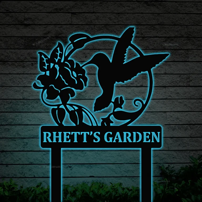 Personalized Garden Stake Metal Sign With Led Lights, Garden Stake Metal Sign, Personalized Garden Sign, Custom Garden Sign, Garden Name Metal Sign