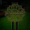 Personalized Flower Garden Stake Metal Sign With Led Lights, Garden Stake Metal Sign, Garden Sign, Custom Garden Sign, Garden Name Metal Sign