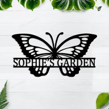 Personalized Garden Metal Art, Outdoor Metal Art, Butterfly Metal Art, Garden Sign, Outdoor Home Decor, Custom Butterfly Garden Sign