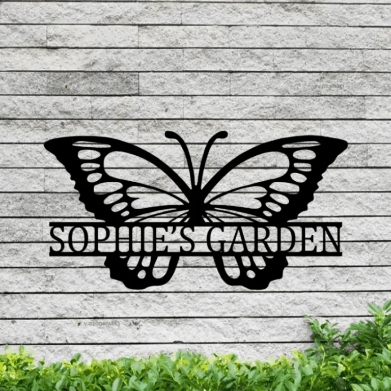 Personalized Garden Metal Art With Led Lights, Outdoor Metal Art, Butterfly Metal Art, Garden Sign, Outdoor Home Decor, Custom Butterfly Garden Sign