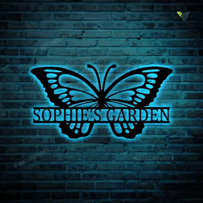Personalized Garden Metal Art With Led Lights, Outdoor Metal Art, Butterfly Metal Art, Custom Butterfly Garden Sign