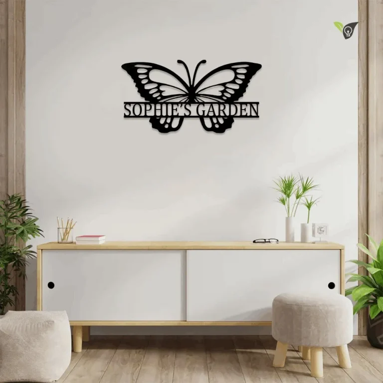 Personalized Garden Metal Art With Led Lights, Outdoor Metal Art, Butterfly Metal Art, Custom Butterfly Garden Sign