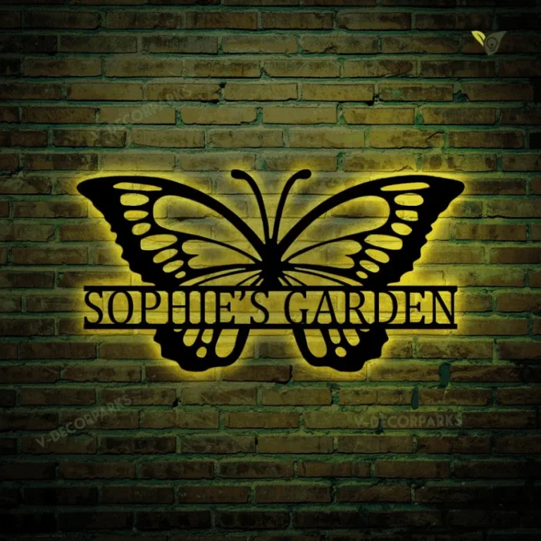 Personalized Garden Metal Art With Led Lights, Outdoor Metal Art, Butterfly Metal Art, Custom Butterfly Garden Sign