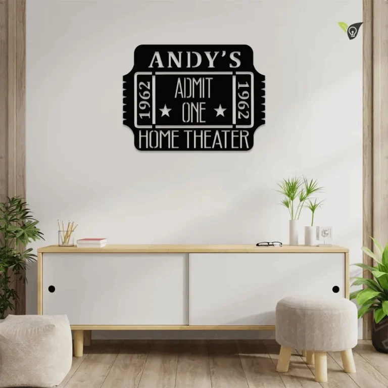 Personalized Home Theater Metal Art With Led Lights, Home Theatre Metal Art, Personalized Metal Art, Theater Sign, Indoor Home Decor