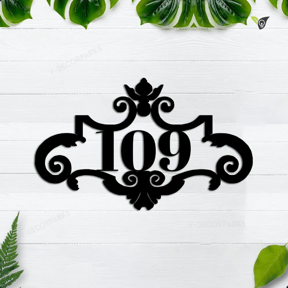 GCMSPDZ01158-2736-8inch_hoatiet.webp Custom Address Metal Sign, Personalized Metal Address House Plaque, Address Cut Metal Sign