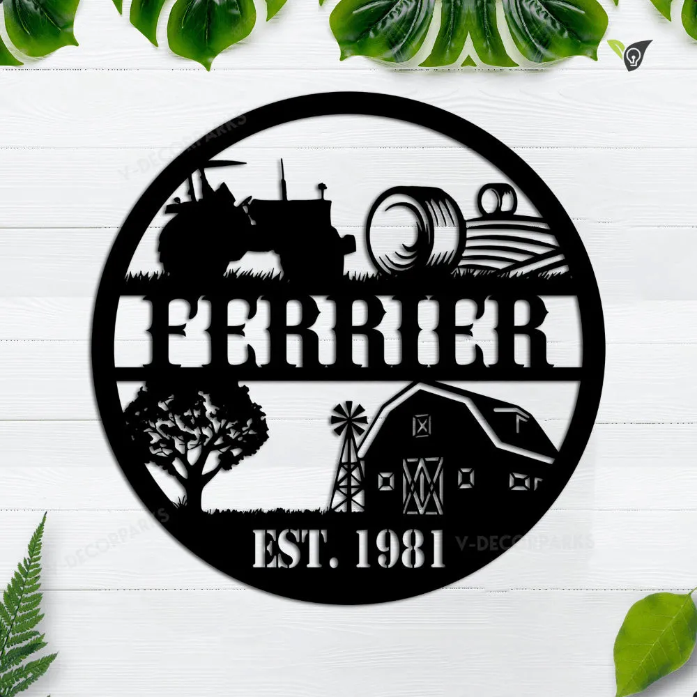 GCMSPDZ01431-32ch_XE-FARM.webp Custom Metal Farm Sign, Metal Art, Farmhouse Decor, Family Name Sign, Farm Ranch Barn Sign, Housewarming, Metal Sign For Farmer