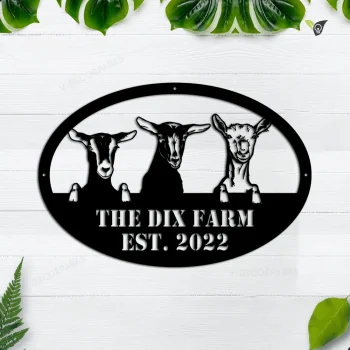 Goat Farm Metal Sign, Metal Farm Sign, Farmhouse Decor, Family Name Custom Sign, Metal Garden Sign, Farmer Gift, Farm Metal Art