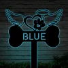 Pet Memorial Metal Garden Stake With Led Lights, Dog Cat Memorial Yard Sign, Pet Loss Gift, Dog Memorial Marker, Pet Memorial Yard Art Marker