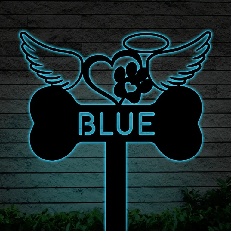 Pet Memorial Metal Garden Stake With Led Lights, Dog Cat Memorial Yard Sign, Pet Loss Gift, Dog Memorial Marker, Pet Memorial Yard Art Marker