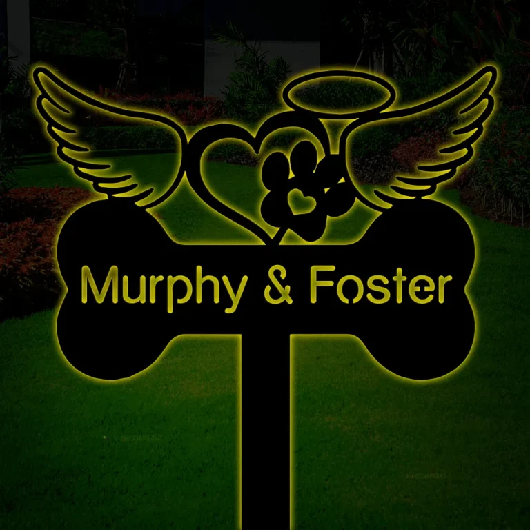 Pet Memorial Metal Garden Stake With Led Lights, Dog Cat Memorial Yard Sign, Pet Loss Gift, Dog Memorial Marker, Pet Memorial Yard Art Marker