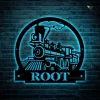 Personalized Train Metal Sign With Led Lights, Railroad Signs, Train Decor, Train Metal Wall, Steam Train Decor Metal Sign