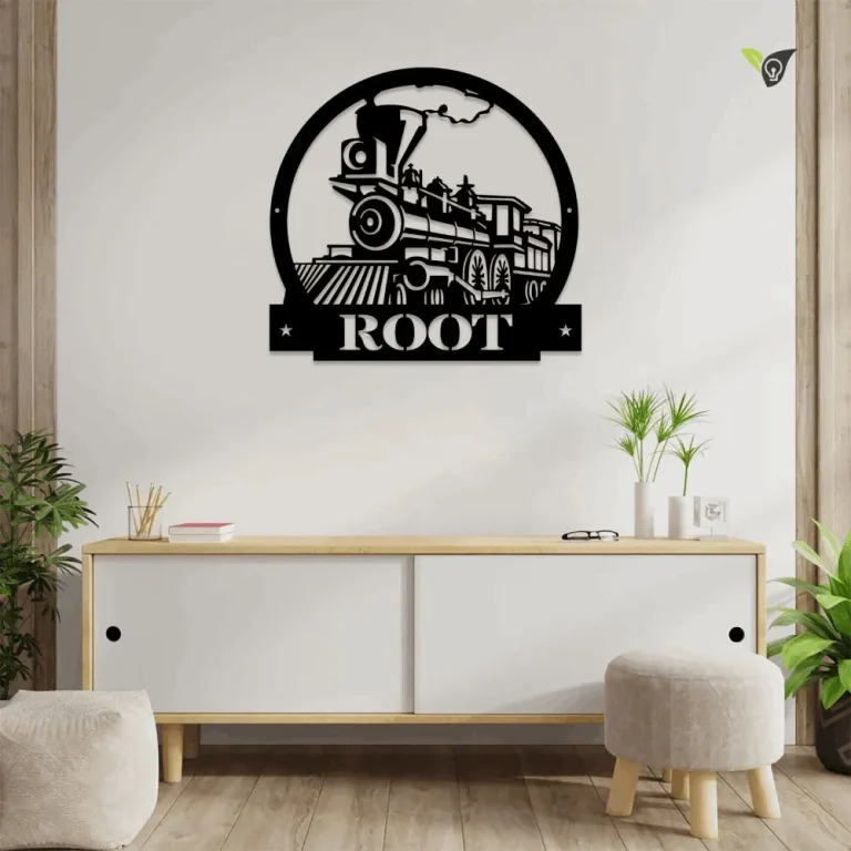 Personalized Train Metal Sign With Led Lights, Railroad Signs, Train Decor, Train Metal Wall, Steam Train Decor Metal Sign