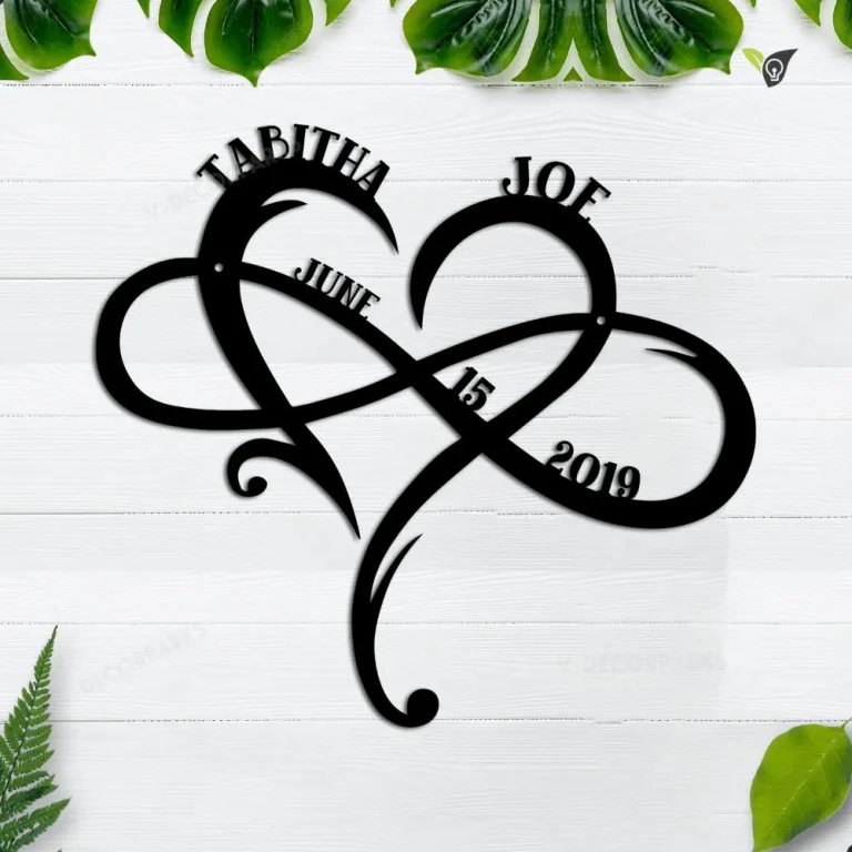 Personalized Heart Infinity Metal Sign, Love Infinity Sign, Heart Infinity Symbol, Wedding Gift, Anniversary Gift, Home Decor