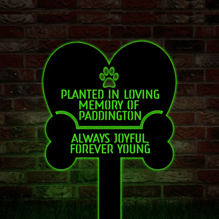 Pet Memorial Metal Garden Stake With Led Lights, Dog Cat Memorial Yard Sign, Pet Loss Gift, Dog Garden Sign, Dog Memorial Marker,bone Paw Print