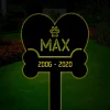 Pet Memorial Metal Garden Stake With Led Lights, Dog Cat Memorial Yard Sign, Pet Loss Gift, Dog Garden Sign, Dog Memorial Marker,bone Paw Print