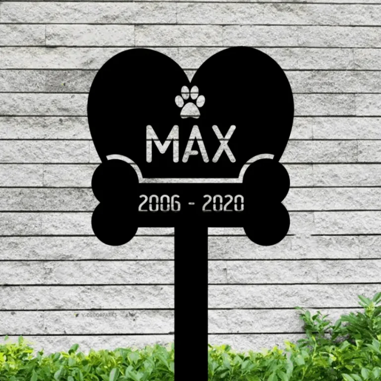 Pet Memorial Metal Garden Stake With Led Lights, Dog Cat Memorial Yard Sign, Pet Loss Gift, Dog Garden Sign, Dog Memorial Marker,bone Paw Print