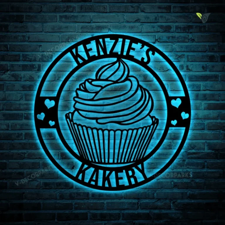 Custom Bakery Metal Art With Led Lights, Cupcake Bar Sign, Metal Wall Cupcake, Baking Wall Drcor, Baking Art, Bakery Wall Art, Baking Sign