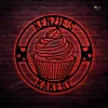 Custom Bakery Metal Art With Led Lights, Cupcake Bar Sign, Metal Wall Cupcake, Baking Wall Drcor, Baking Art, Bakery Wall Art, Baking Sign