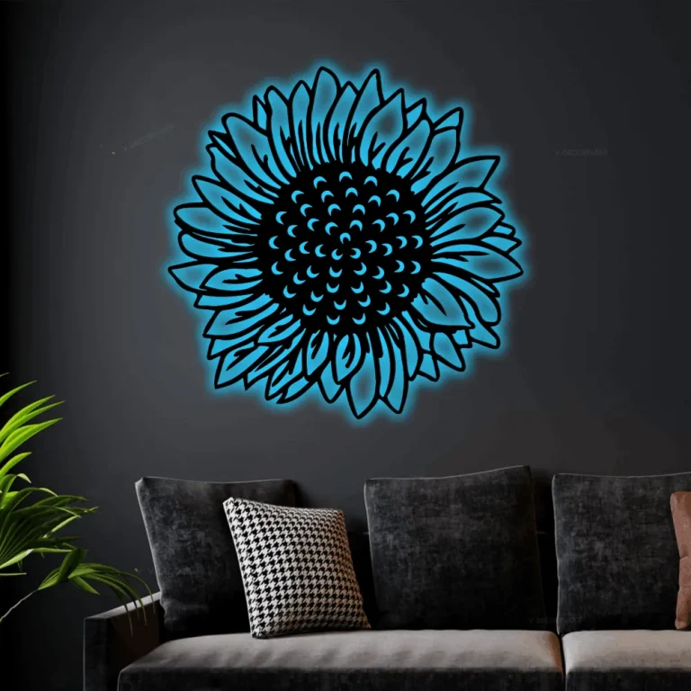 Sunflower Metal Wall Art With Led Lights, Sunflower For Wall, Sunflower Wall Art, Metal Wall Art, Kitchen Wall Decor, Housewarming Gift